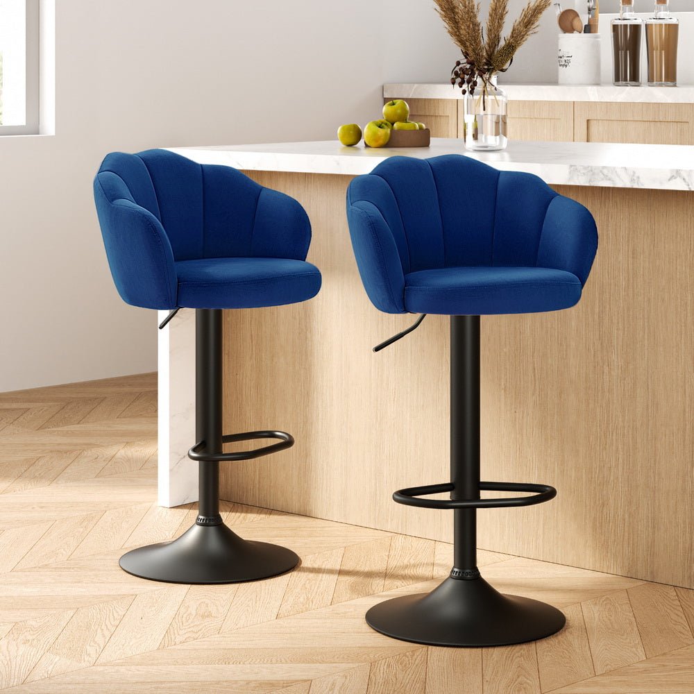 Set of 2 Clam Shell Style Bar Stools - Blue - Furniture > Bar Stools & Chairs - Rivercity House & Home Co. (ABN 18 642 972 209) - Affordable Modern Furniture Australia