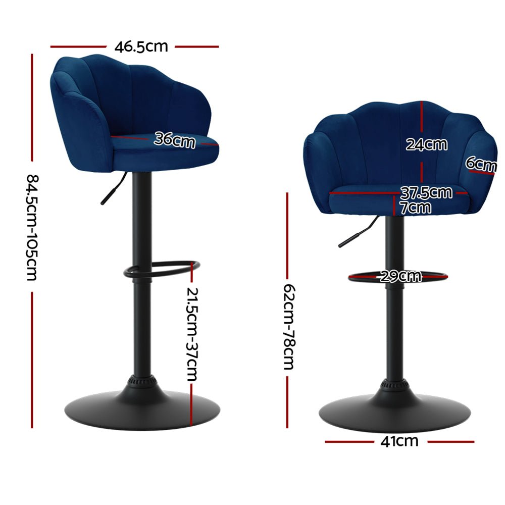 Set of 2 Clam Shell Style Bar Stools - Blue - Furniture > Bar Stools & Chairs - Rivercity House & Home Co. (ABN 18 642 972 209) - Affordable Modern Furniture Australia