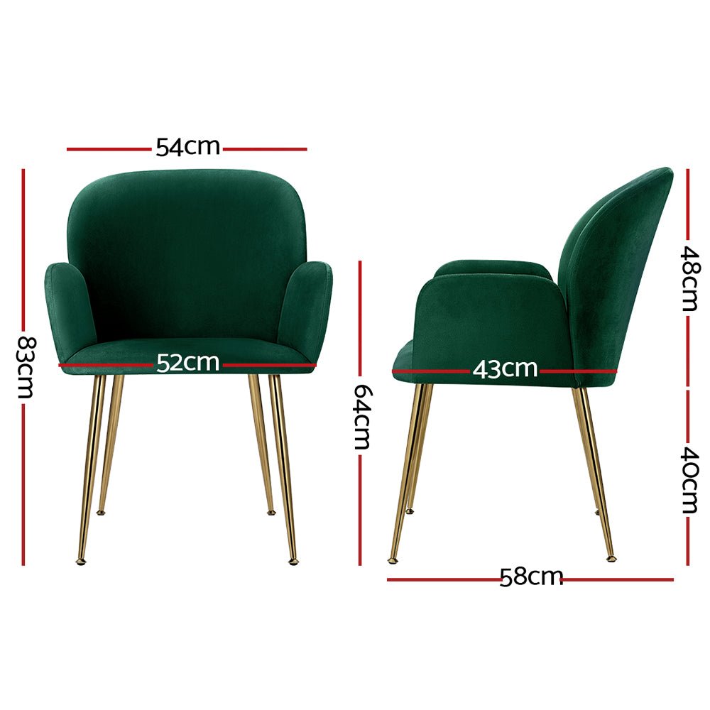 Set of 2 Deluxe Velvet Dining Chairs - Green - Furniture > Living Room - Rivercity House & Home Co. (ABN 18 642 972 209) - Affordable Modern Furniture Australia