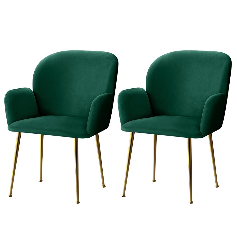 Set of 2 Deluxe Velvet Dining Chairs - Green - Furniture > Living Room - Rivercity House & Home Co. (ABN 18 642 972 209) - Affordable Modern Furniture Australia