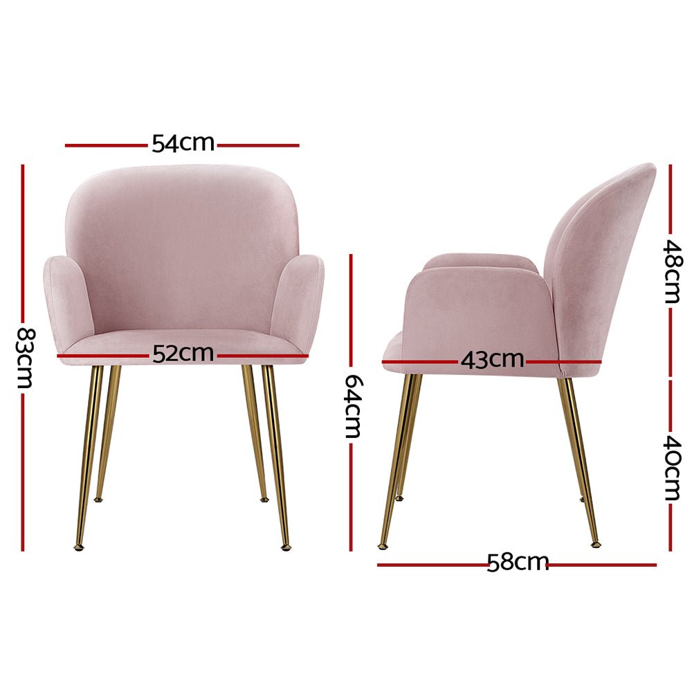 Set of 2 Deluxe Velvet Dining Chairs - Pink - Furniture > Living Room - Rivercity House & Home Co. (ABN 18 642 972 209) - Affordable Modern Furniture Australia
