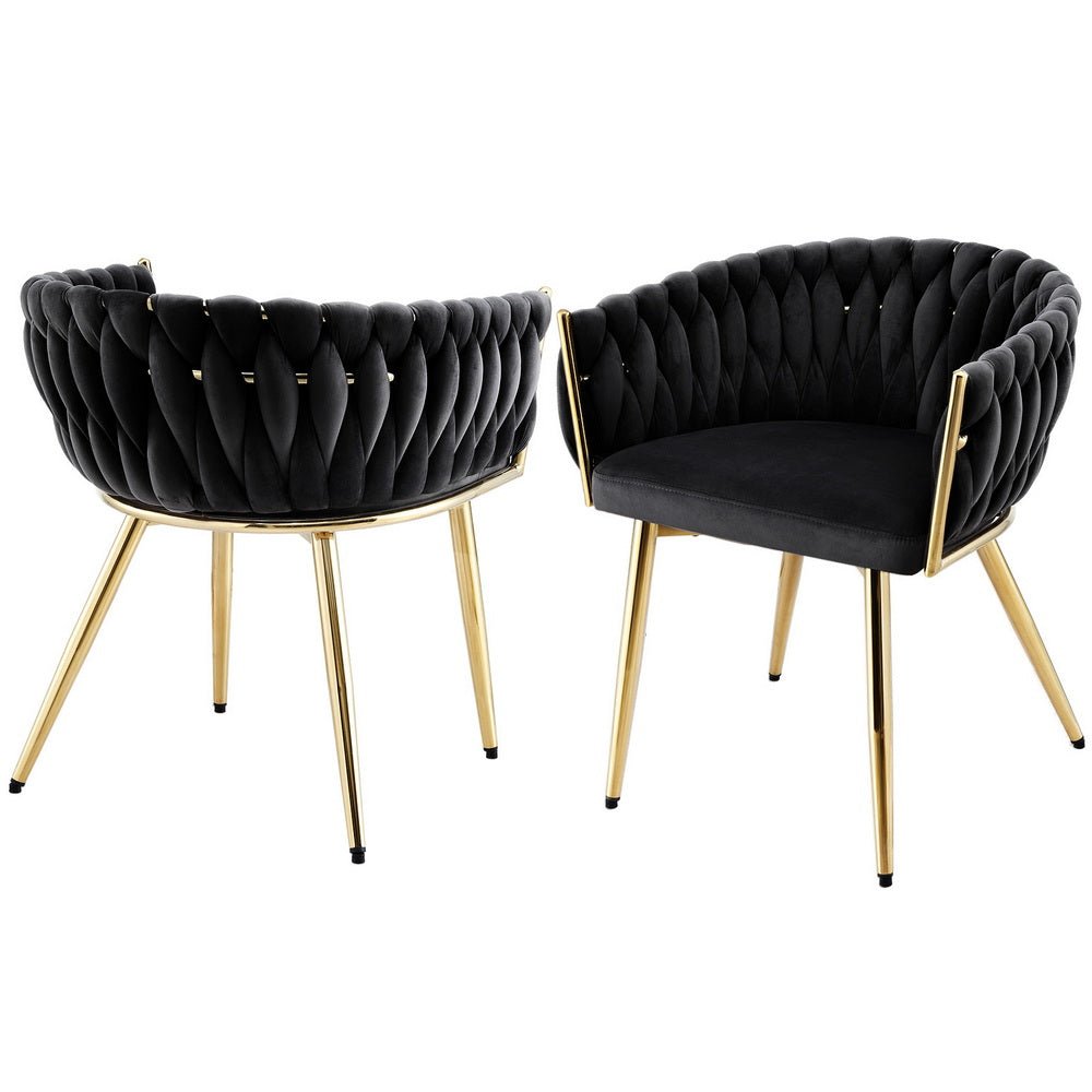 Set of 2 Dining Chairs Velvet Armchair Black - Furniture > Dining > Kitchen & Dining Chairs - Rivercity House & Home Co. (ABN 18 642 972 209) - Affordable Modern Furniture Australia