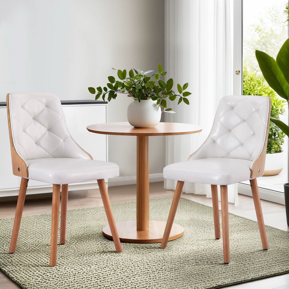 Set of 2 Dining Chairs White PU - Furniture > Dining > Kitchen & Dining Chairs - Rivercity House & Home Co. (ABN 18 642 972 209) - Affordable Modern Furniture Australia