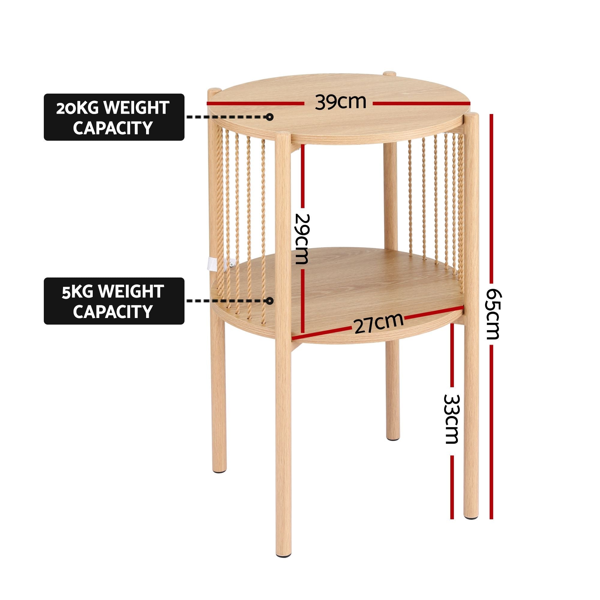 Set of 2 End Tables Coffee Table 2 - Tier Round Wood - Furniture > Living Room > Coffee Tables - Rivercity House & Home Co. (ABN 18 642 972 209) - Affordable Modern Furniture Australia