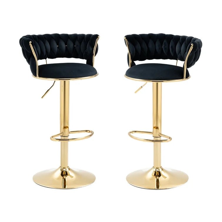 Set of 2 Fairlie Velvet Bar Stools – Black & Gold - Furniture > Bar Stools & Chairs > Table & Bar Stools - Rivercity House & Home Co. (ABN 18 642 972 209) - Affordable Modern Furniture Australia