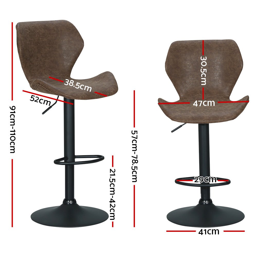 Set of 2 Fremantle Bar Stools - Brown - Furniture > Bar Stools & Chairs - Rivercity House & Home Co. (ABN 18 642 972 209) - Affordable Modern Furniture Australia