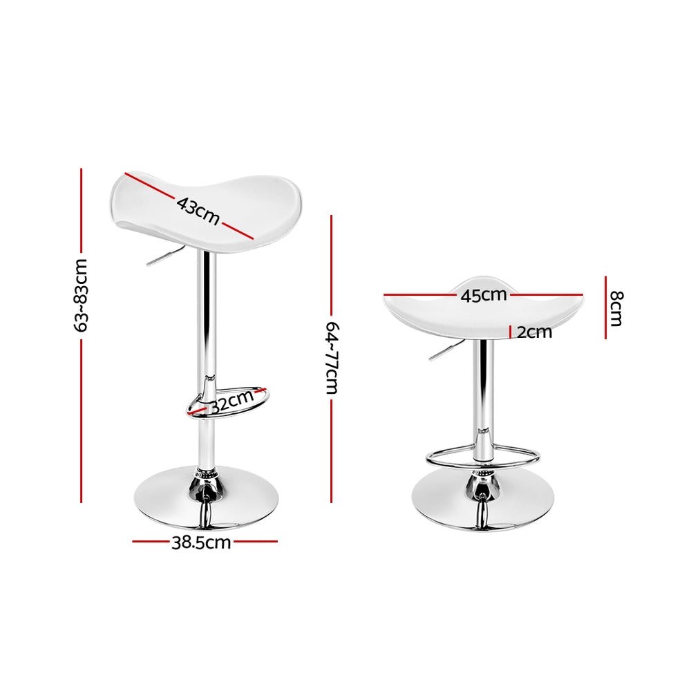 Set of 2 Gas Lift Bar Stools PU Leather - White and Chrome - Rivercity House & Home Co. (ABN 18 642 972 209) - Affordable Modern Furniture Australia