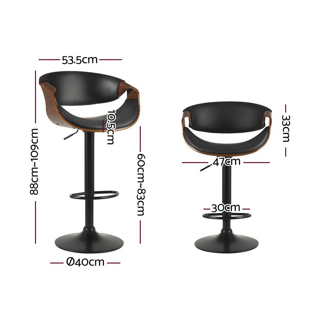 Set of 2 Maxwell Swivel Bar Stool Wooden with Black Leather - Furniture > Bar Stools & Chairs - Rivercity House & Home Co. (ABN 18 642 972 209) - Affordable Modern Furniture Australia