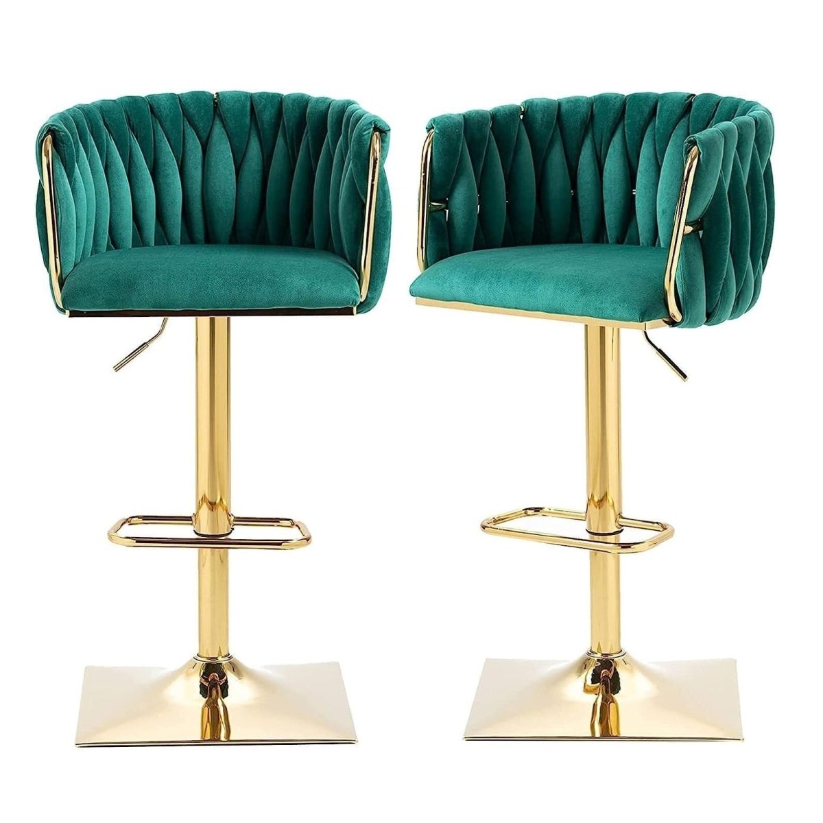 Set of 2 Modern Adjustable Velvet Swivel Breakfast Bar Stools with Backrest - Emerald Green - Furniture > Bar Stools & Chairs > Table & Bar Stools - Rivercity House & Home Co. (ABN 18 642 972 209) - Affordable Modern Furniture Australia