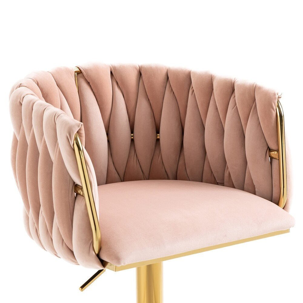 Set of 2 Modern Adjustable Velvet Swivel Breakfast Bar Stools with Backrest - Pink - Furniture > Bar Stools & Chairs > Table & Bar Stools - Rivercity House & Home Co. (ABN 18 642 972 209) - Affordable Modern Furniture Australia