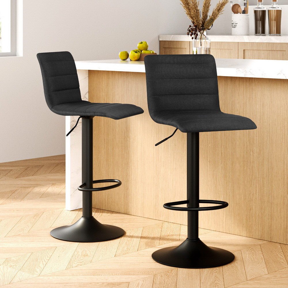 Set of 2 Modern Style Bar Stools - Black - Rivercity House & Home Co. (ABN 18 642 972 209) - Affordable Modern Furniture Australia