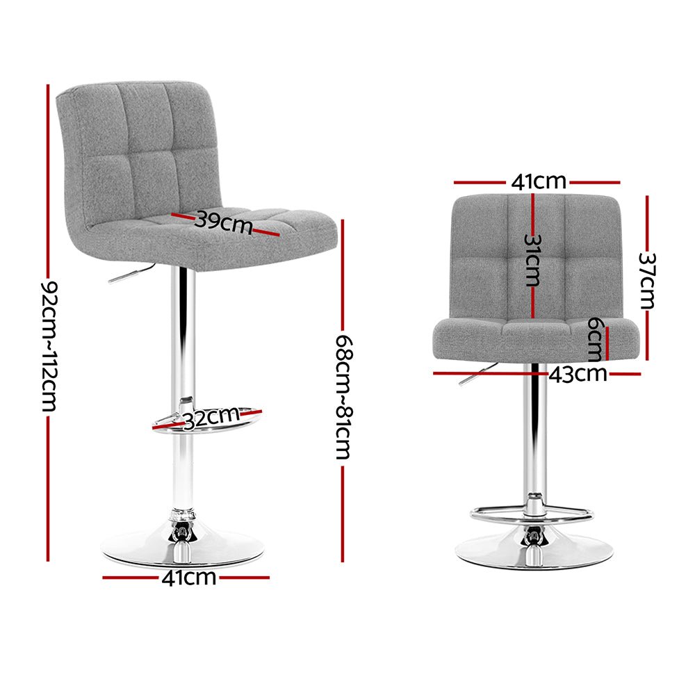 Set of 2 Noel Fabric Swivel Bar Stools - Grey - Rivercity House & Home Co. (ABN 18 642 972 209) - Affordable Modern Furniture Australia