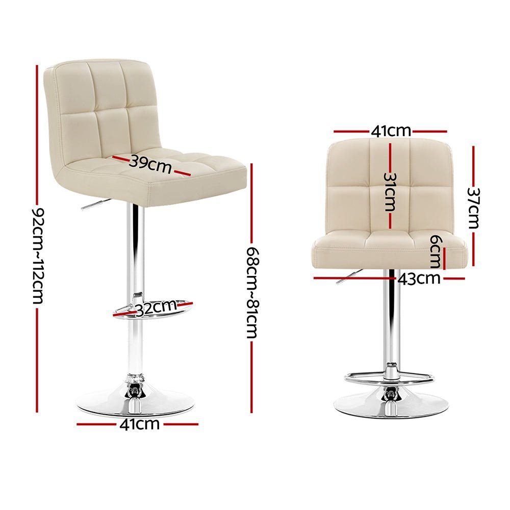 Set of 2 PU Leather Gas Lift Bar Stools - Beige - Rivercity House & Home Co. (ABN 18 642 972 209) - Affordable Modern Furniture Australia