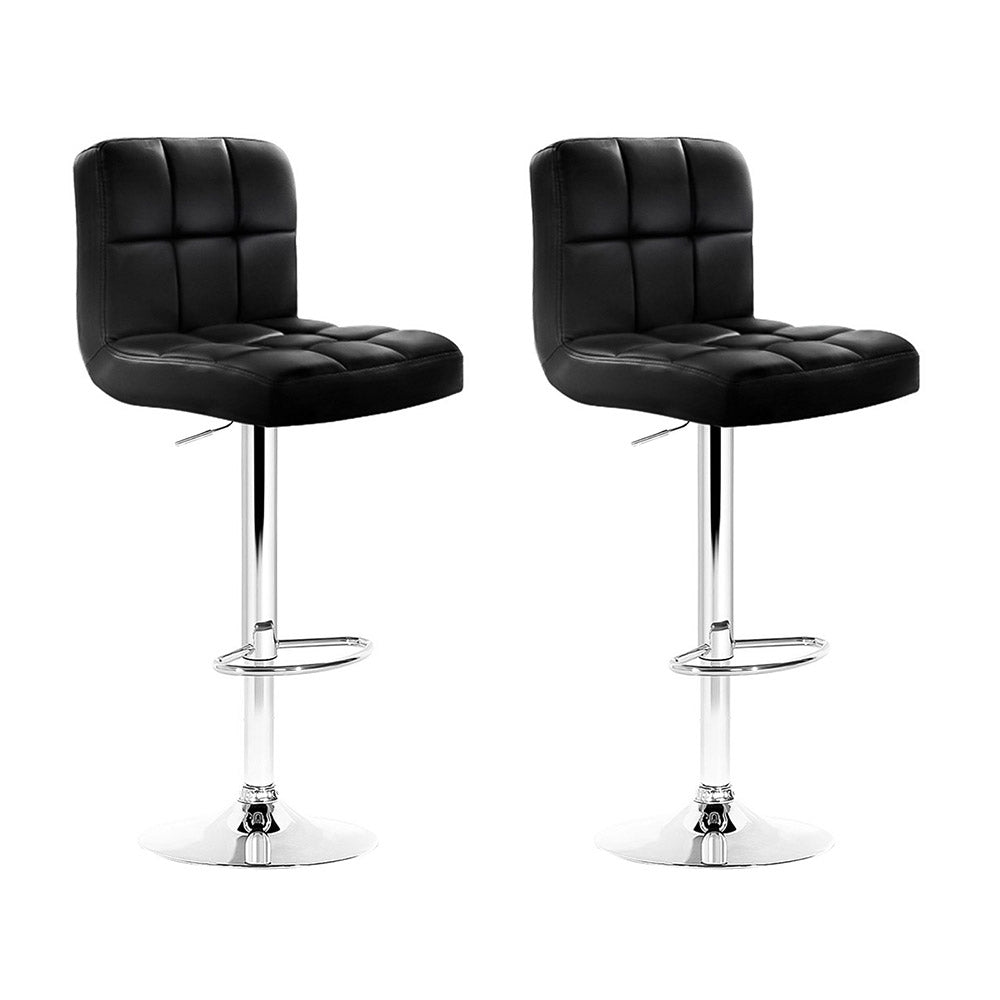 Set of 2 PU Leather Gas Lift Bar Stools - Black - Rivercity House & Home Co. (ABN 18 642 972 209) - Affordable Modern Furniture Australia