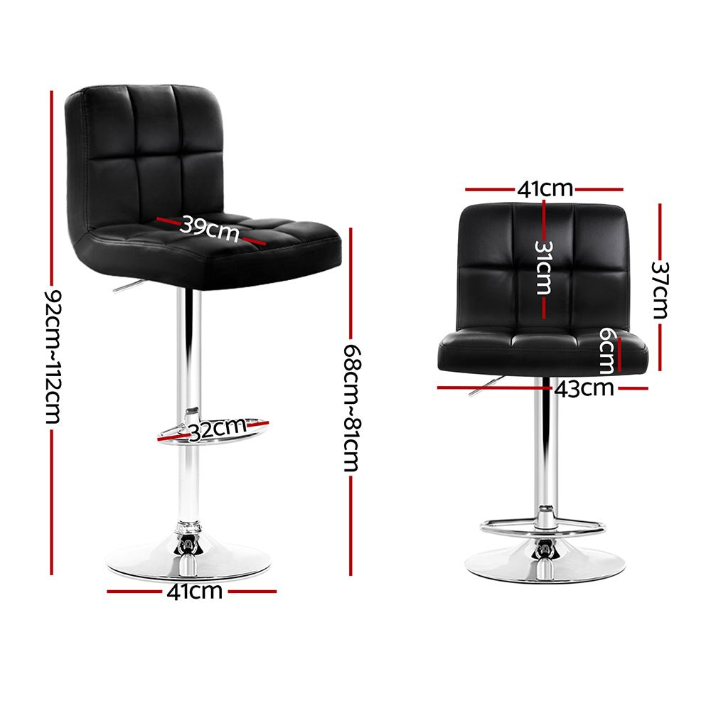 Set of 2 PU Leather Gas Lift Bar Stools - Black - Rivercity House & Home Co. (ABN 18 642 972 209) - Affordable Modern Furniture Australia