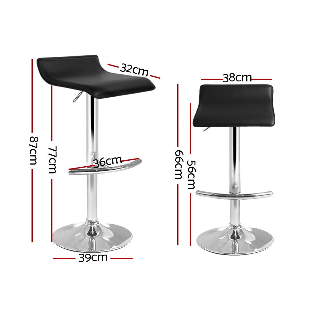 Set of 2 PU Leather Wave Style Bar Stools - Black - Rivercity House & Home Co. (ABN 18 642 972 209) - Affordable Modern Furniture Australia