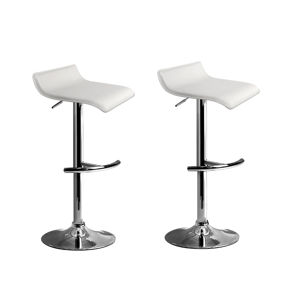 Set of 2 PU Leather Wave Style Bar Stools - White - Rivercity House & Home Co. (ABN 18 642 972 209) - Affordable Modern Furniture Australia