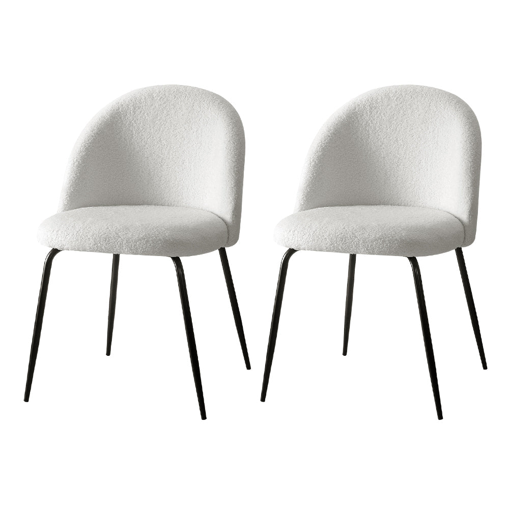 Set of 2 Sherpa Dining Chairs - White Boucle - Furniture > Dining - Rivercity House & Home Co. (ABN 18 642 972 209) - Affordable Modern Furniture Australia