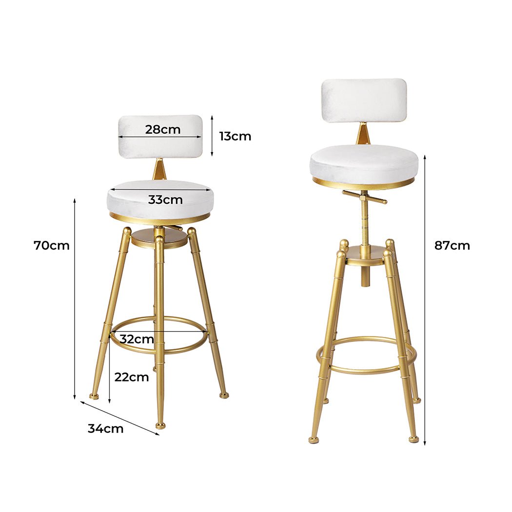 Set of 4 Adjustable Swivel Kitchen Bar Stools with Footrest - White - Rivercity House & Home Co. (ABN 18 642 972 209) - Affordable Modern Furniture Australia