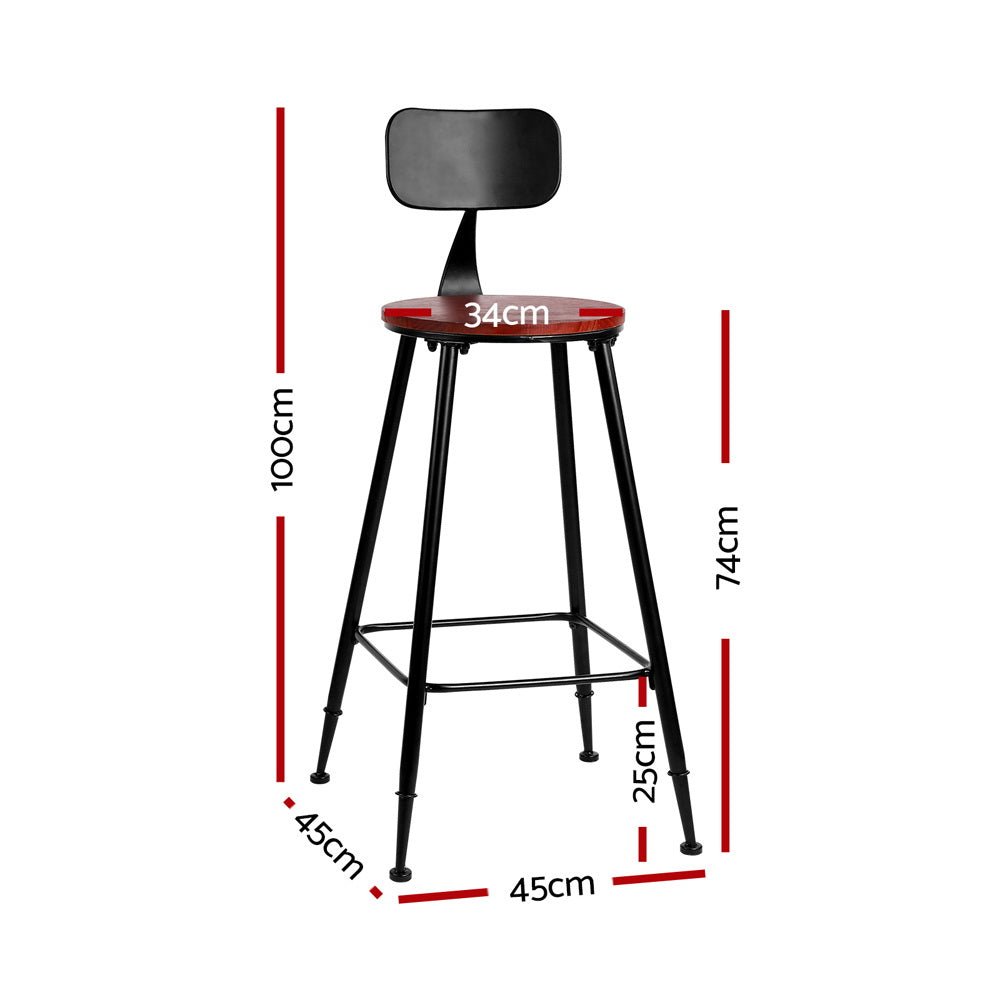 Set of 4 Alex Bar Stools Pinewood Metal - Black and Wood - Furniture > Bar Stools & Chairs - Rivercity House & Home Co. (ABN 18 642 972 209) - Affordable Modern Furniture Australia