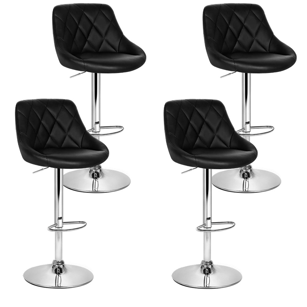 Set of 4 Diamond Style Bar Stools PU Leather - Black - Rivercity House & Home Co. (ABN 18 642 972 209) - Affordable Modern Furniture Australia
