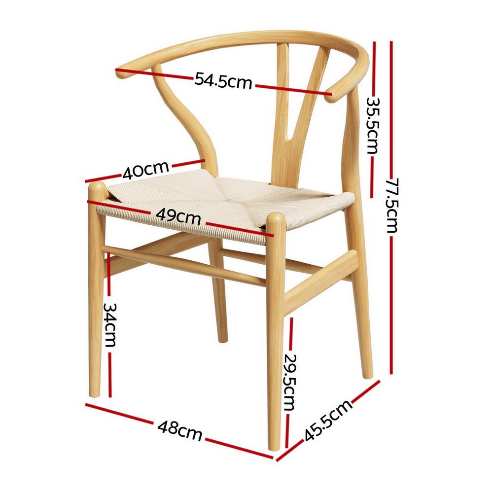 Set of 4 Dining Chairs Wooden Rattan Seat Wishbone Back - Furniture > Dining > Kitchen & Dining Chairs - Rivercity House & Home Co. (ABN 18 642 972 209) - Affordable Modern Furniture Australia
