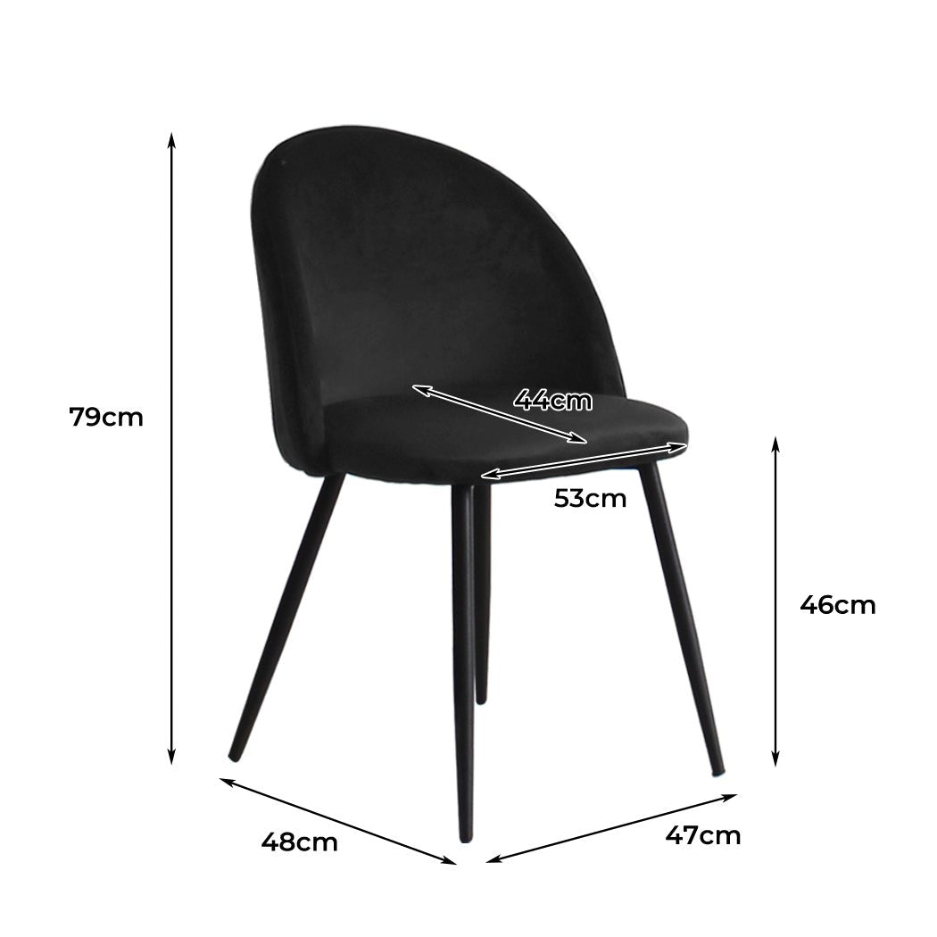 Set of 4 French Provincial Dining Chairs with Velvet Upholstery - Black - Rivercity House & Home Co. (ABN 18 642 972 209) - Affordable Modern Furniture Australia