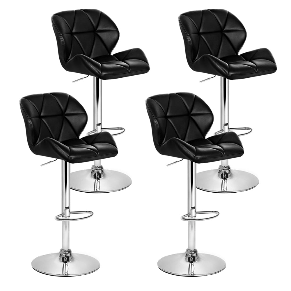 Set of 4 Kitchen Bar Stools - Black and Chrome - Rivercity House & Home Co. (ABN 18 642 972 209) - Affordable Modern Furniture Australia