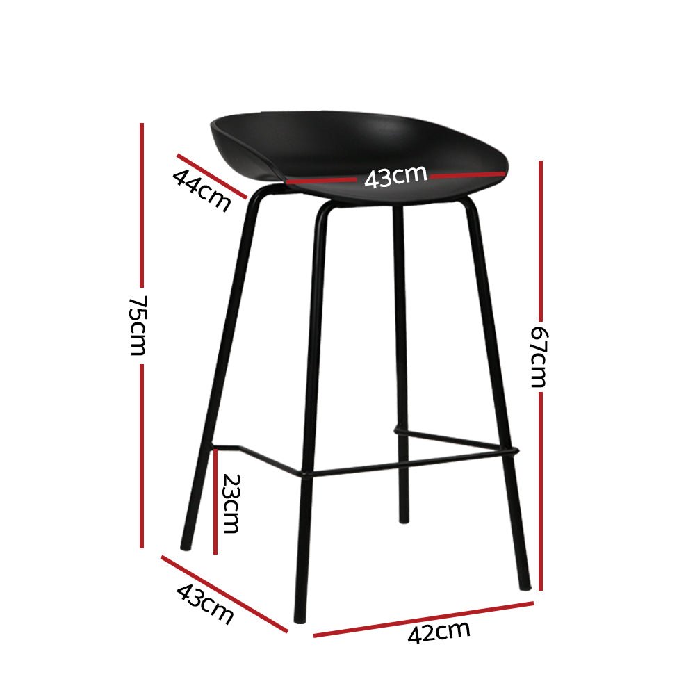 Set of 4 Metal Bar Stools - Black - Rivercity House & Home Co. (ABN 18 642 972 209) - Affordable Modern Furniture Australia