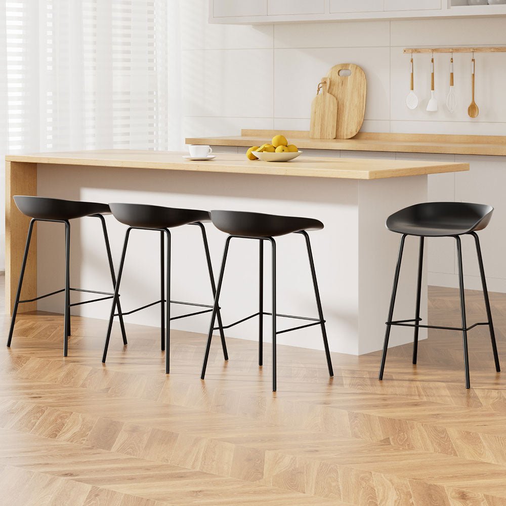 Set of 4 Metal Bar Stools - Black - Rivercity House & Home Co. (ABN 18 642 972 209) - Affordable Modern Furniture Australia