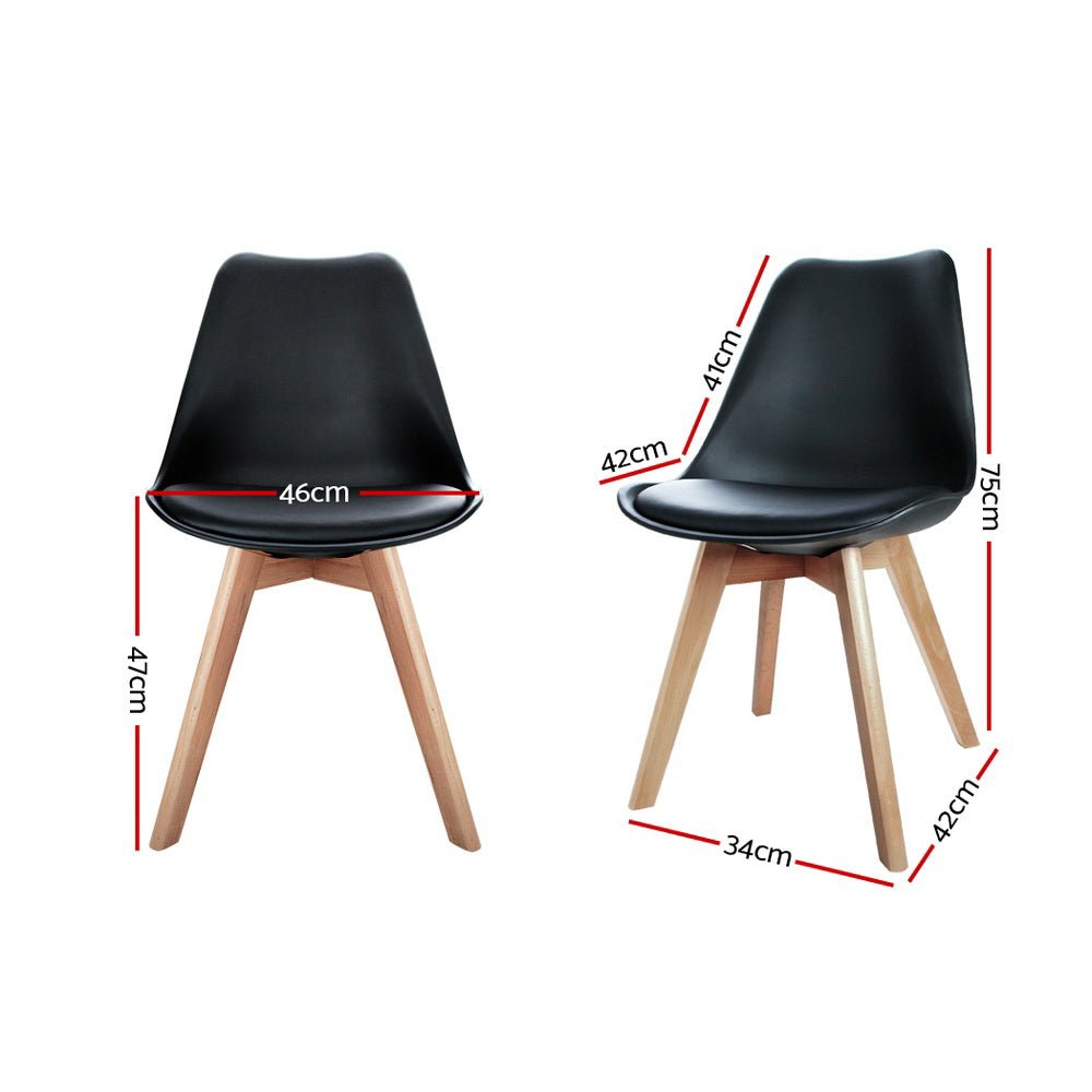 Set of 4 Padded Dining Chairs - Black - Furniture - Rivercity House & Home Co. (ABN 18 642 972 209) - Affordable Modern Furniture Australia