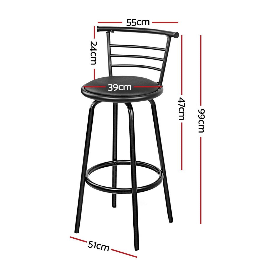 Set of 4 PU Leather Bar Stools - Black and Steel - Rivercity House & Home Co. (ABN 18 642 972 209) - Affordable Modern Furniture Australia