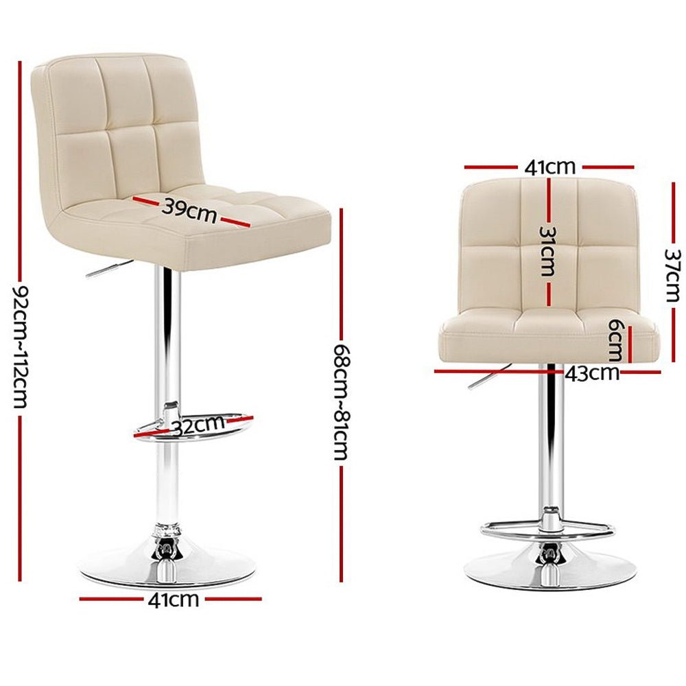 Set of 4 PU Leather Gas Lift Bar Stools - Beige - Rivercity House & Home Co. (ABN 18 642 972 209) - Affordable Modern Furniture Australia