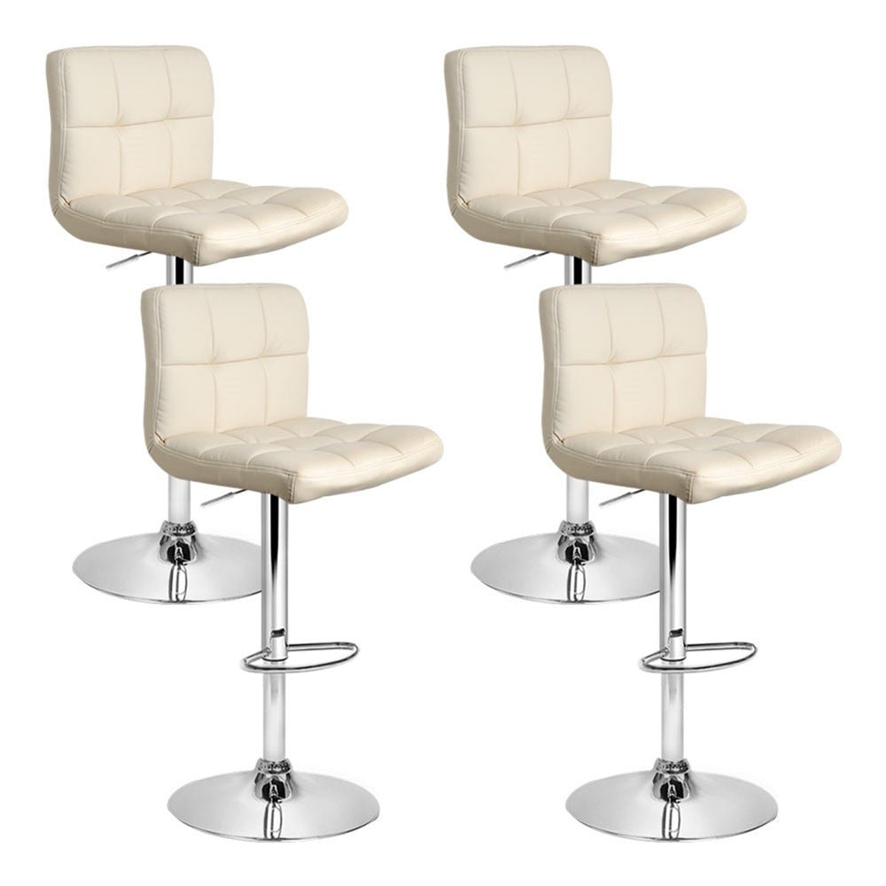 Set of 4 PU Leather Gas Lift Bar Stools - Beige - Rivercity House & Home Co. (ABN 18 642 972 209) - Affordable Modern Furniture Australia