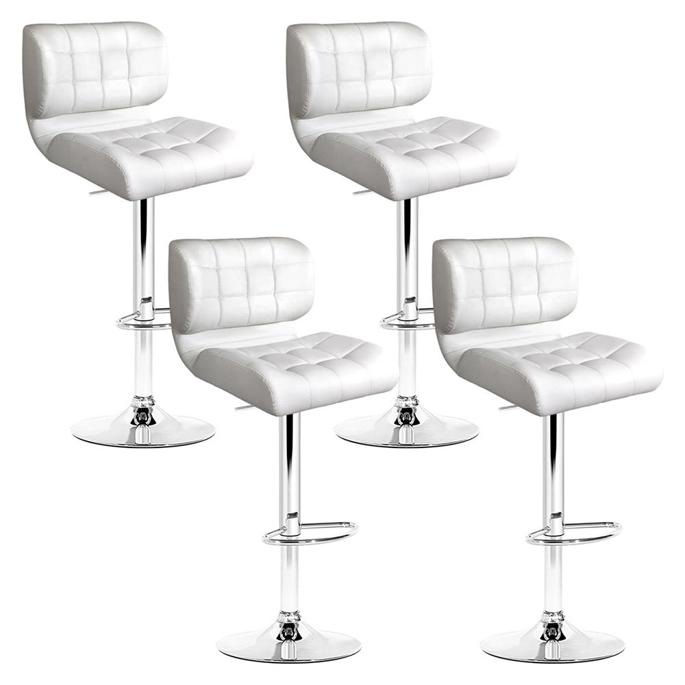 Set of 4 PU Leather Gas Lift Bar Stools - White and Chrome - Rivercity House & Home Co. (ABN 18 642 972 209) - Affordable Modern Furniture Australia