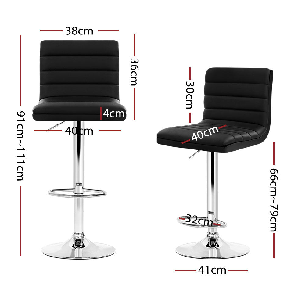 Set of 4 PU Leather Lined Pattern Bar Stools - Black and Chrome - Rivercity House & Home Co. (ABN 18 642 972 209) - Affordable Modern Furniture Australia
