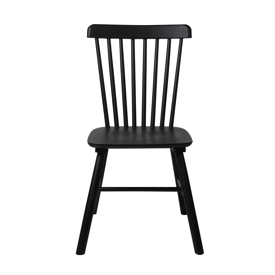 Set of 4 Windsor Dining Chairs with Solid Wood Frame - Black - Rivercity House & Home Co. (ABN 18 642 972 209) - Affordable Modern Furniture Australia