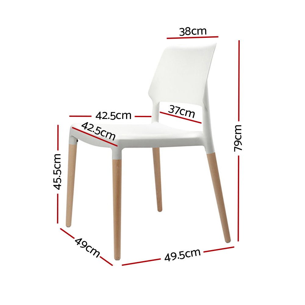 Set of 4 Wooden Stackable Dining Chairs - White - Furniture - Rivercity House & Home Co. (ABN 18 642 972 209) - Affordable Modern Furniture Australia