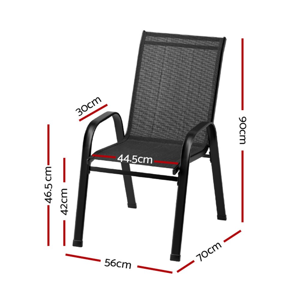 Set of 6 Outdoor Stackable Chairs Black - Furniture > Outdoor - Rivercity House & Home Co. (ABN 18 642 972 209) - Affordable Modern Furniture Australia