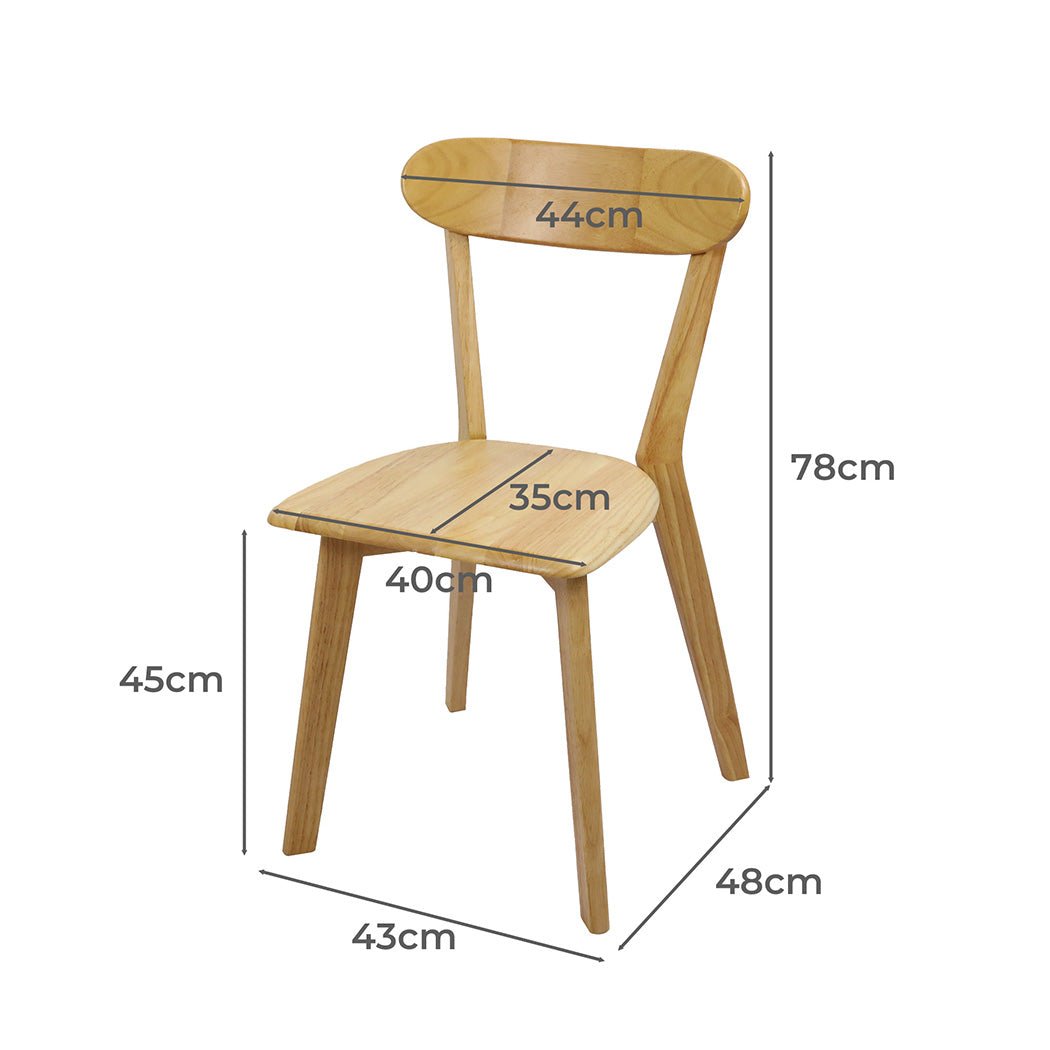 Set of 6 Wooden Rubberwood Dining Chairs with Curved Backrest - Natural - Rivercity House & Home Co. (ABN 18 642 972 209) - Affordable Modern Furniture Australia