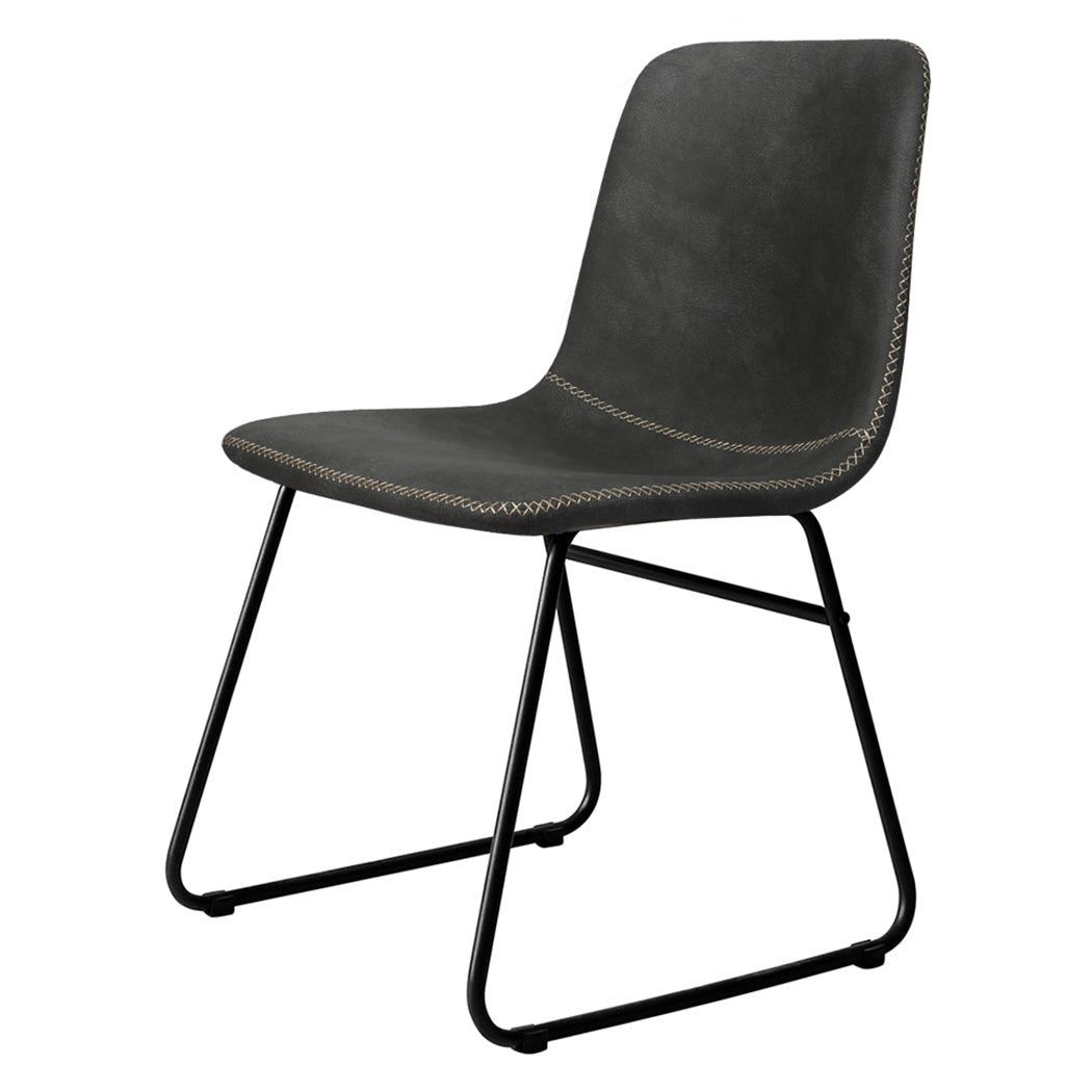Set of 8 Retro Dining Chairs with Sleigh Legs for Kitchen Table - Black - Rivercity House & Home Co. (ABN 18 642 972 209) - Affordable Modern Furniture Australia