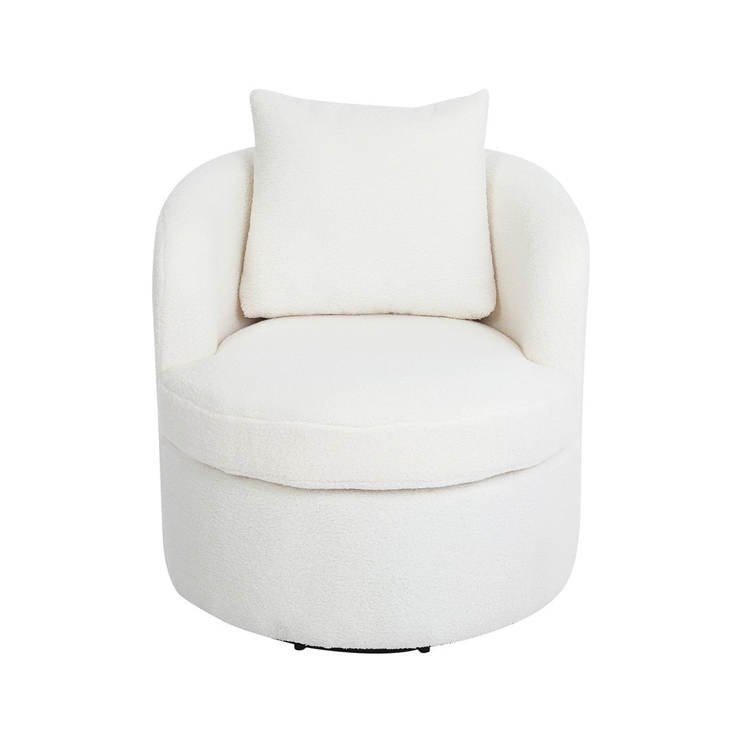 Sherpa Fleece Swivel Chair with Cushion - Beige - Rivercity House & Home Co. (ABN 18 642 972 209) - Affordable Modern Furniture Australia