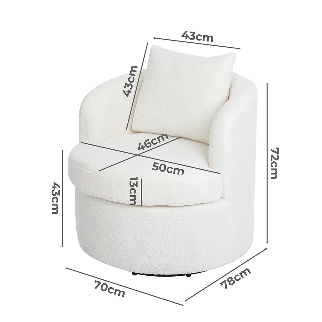Sherpa Fleece Swivel Chair with Cushion - Beige - Rivercity House & Home Co. (ABN 18 642 972 209) - Affordable Modern Furniture Australia