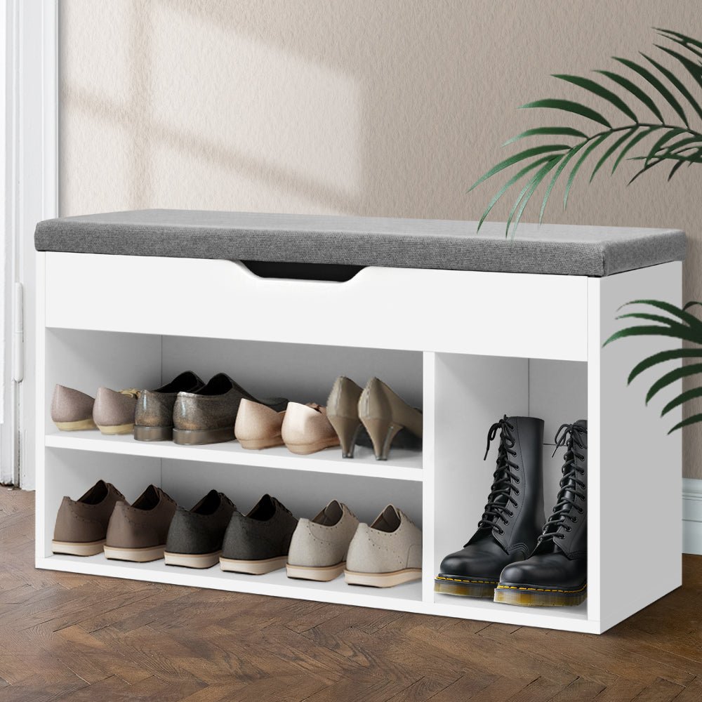Shoe Cabinet Bench Organiser White - Rivercity House & Home Co. (ABN 18 642 972 209) - Affordable Modern Furniture Australia