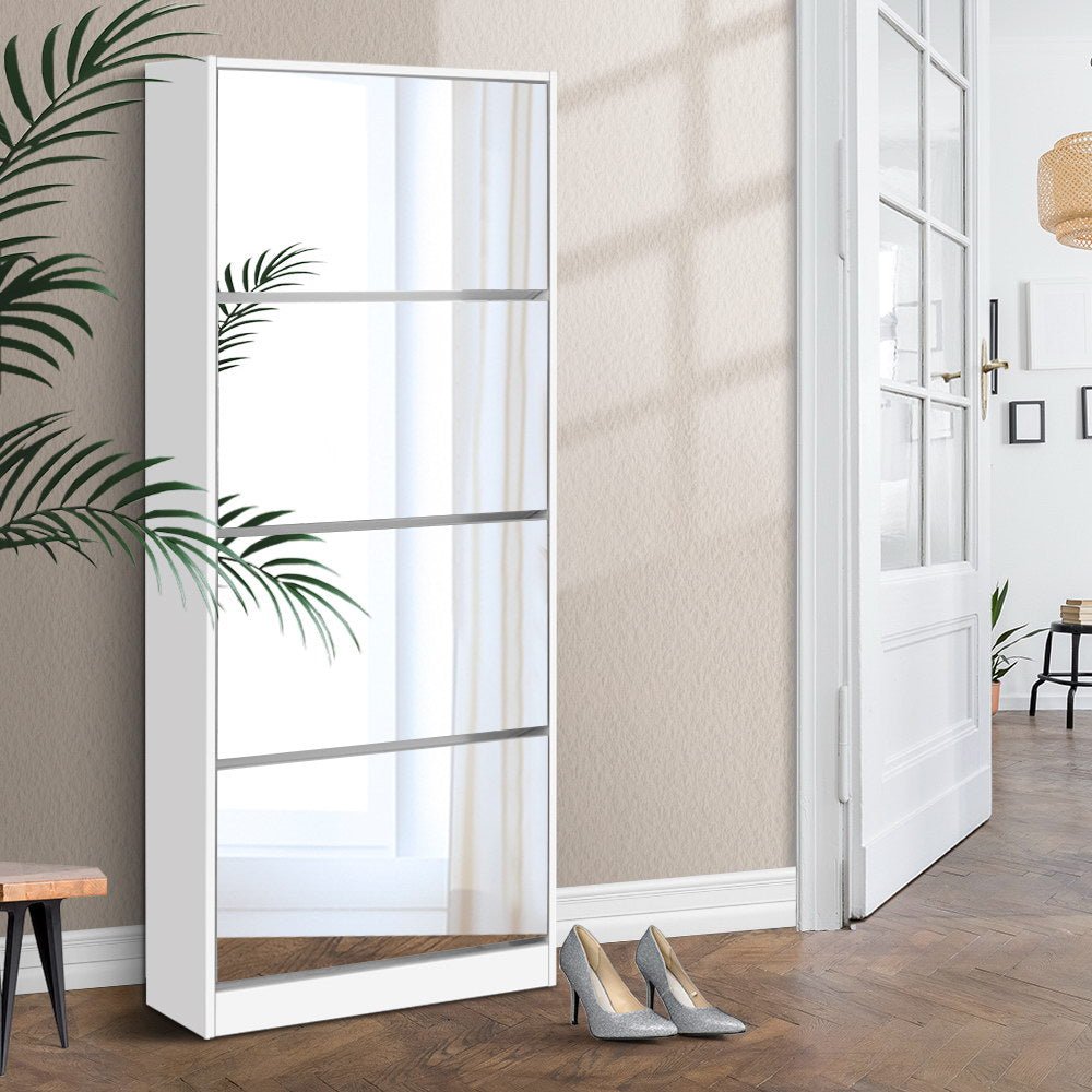 Shoe Cabinet Mirror Shoes Storage Rack Organiser 60 Pairs Cupboard Shelf - Rivercity House & Home Co. (ABN 18 642 972 209) - Affordable Modern Furniture Australia