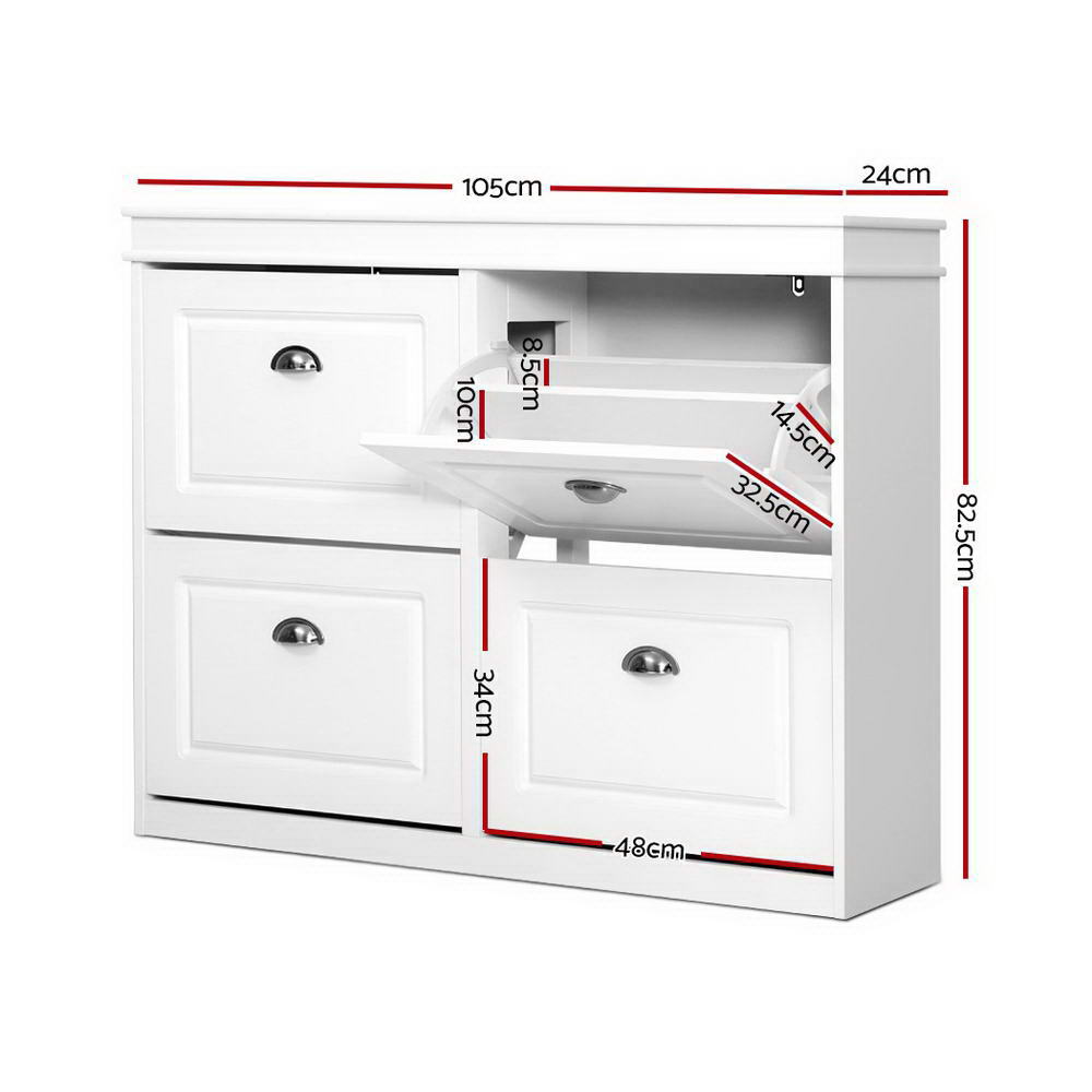 Shoe Cabinet Shoe Storage Organiser White - Furniture > Living Room - Rivercity House & Home Co. (ABN 18 642 972 209) - Affordable Modern Furniture Australia