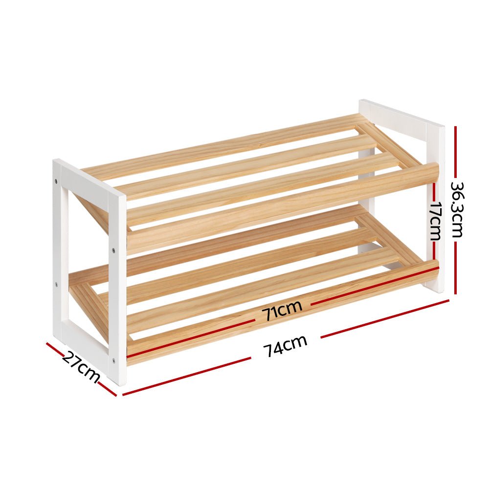 Shoe Rack 2 Tier 6 Pairs White Kara - Furniture > Living Room > Shoe Storage - Rivercity House & Home Co. (ABN 18 642 972 209) - Affordable Modern Furniture Australia