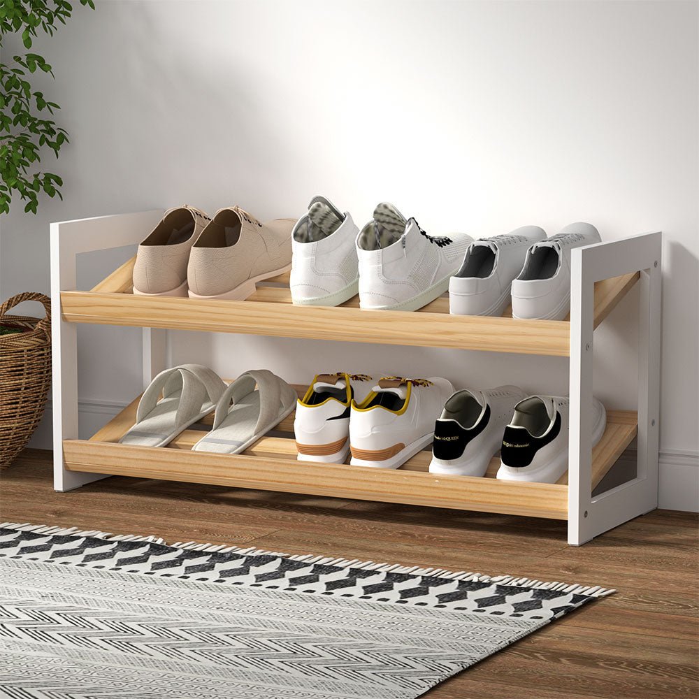 Shoe Rack 2 Tier 6 Pairs White Kara - Furniture > Living Room > Shoe Storage - Rivercity House & Home Co. (ABN 18 642 972 209) - Affordable Modern Furniture Australia