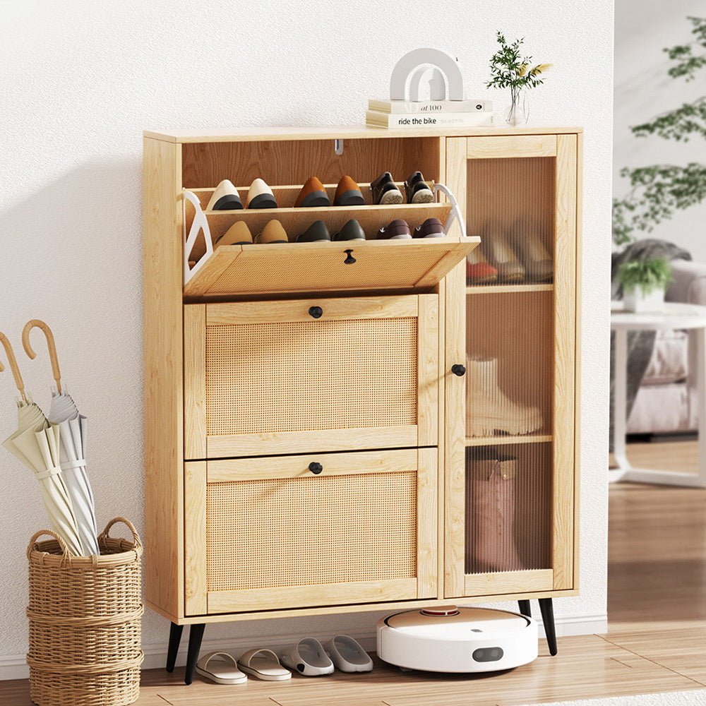 Shoe Rack Cabinet 3 Flip - out Drawers Pine - Furniture > Living Room > Shoe Storage - Rivercity House & Home Co. (ABN 18 642 972 209) - Affordable Modern Furniture Australia