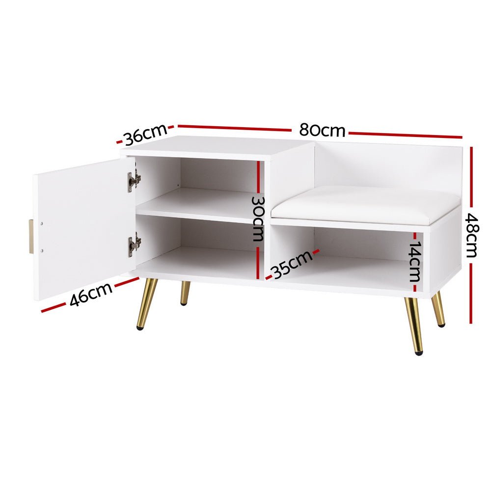Shoe Rack Cabinet Bench 6 Pairs White - Furniture > Living Room > Shoe Storage - Rivercity House & Home Co. (ABN 18 642 972 209) - Affordable Modern Furniture Australia